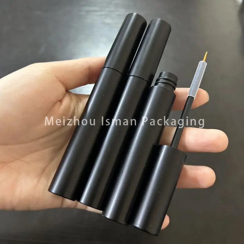 50Pcs round all black eyeliner bottle cosmetic lip gloss packaging makeup mascara container wand tubes with brush 4ml