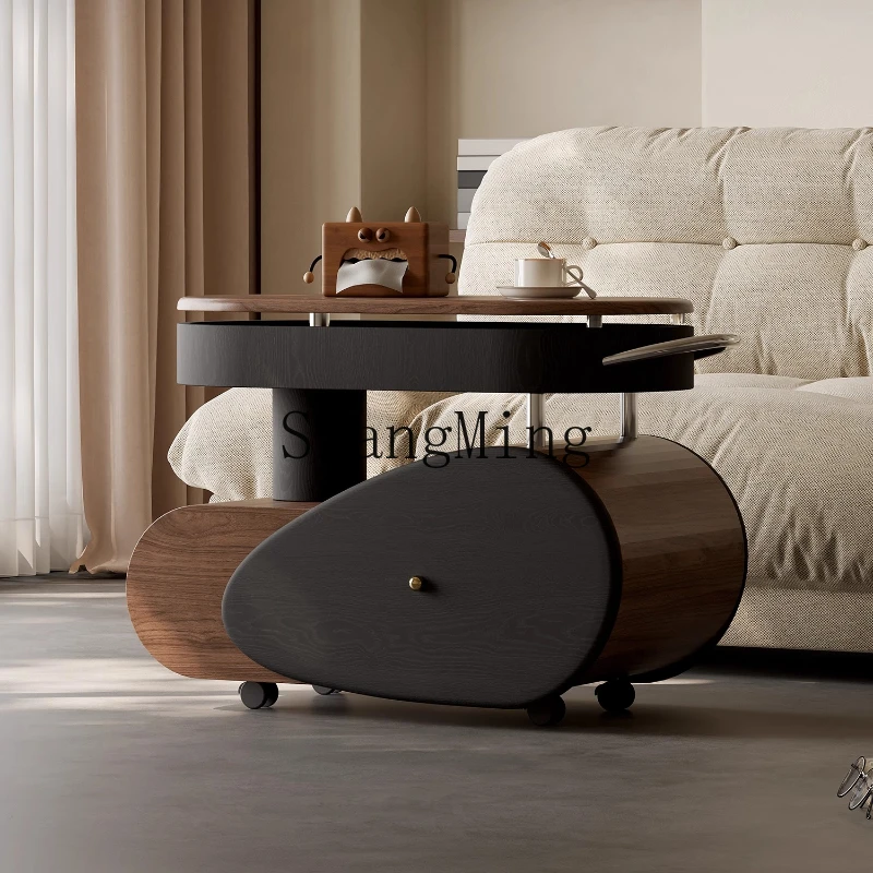 

ZYY retro movable lifting side table light luxury high-end small apartment living room trolley coffee table