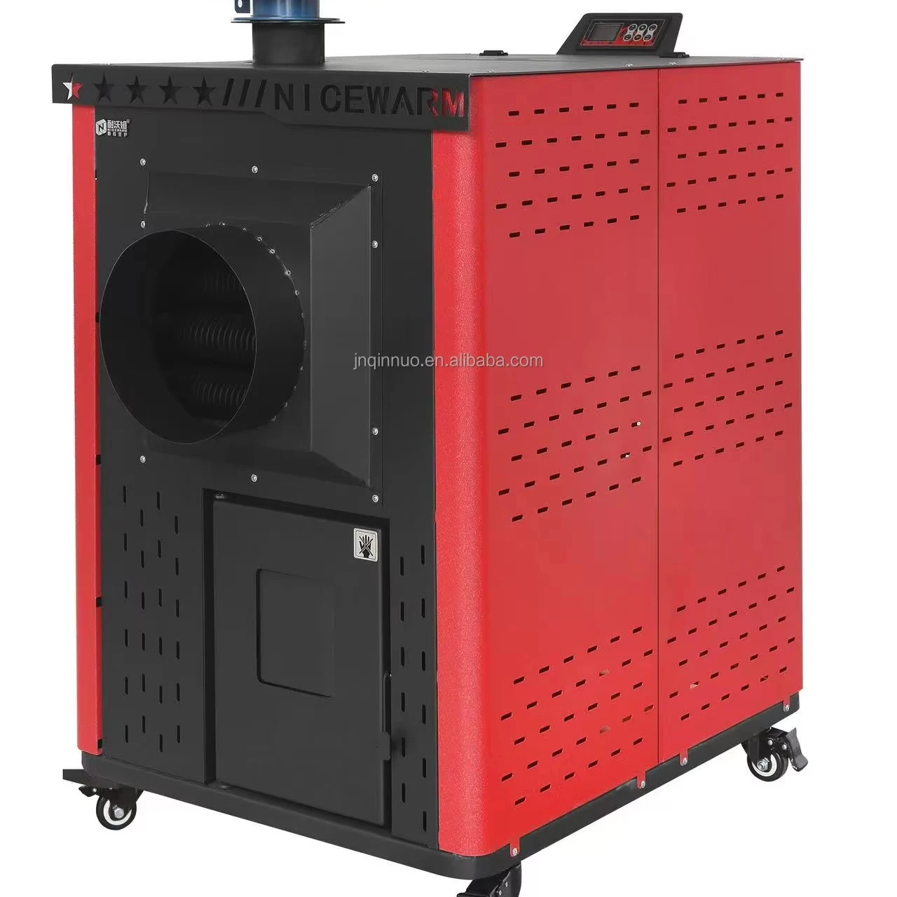 Central Heating Biomass Pellet Air Heater Eco-Friendly Freestanding 58KW Bathroom Use 65Kg Fuel Tank High Airflow
