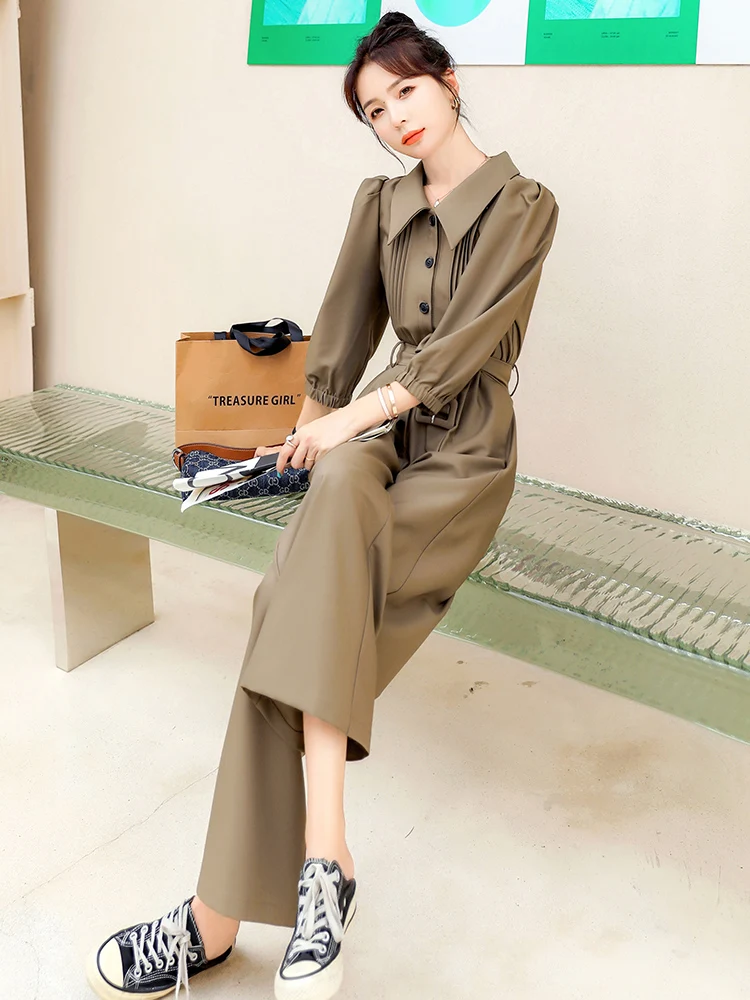 Ele Busin One-Piece Pantsuit for Women Spring Autumn New Sle Slimming Profional Dr Pants High Waist Long Legs