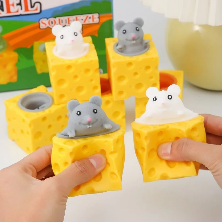 Exhaust Cheese Mouse Cup Pinch Pinch Squeeze Yellow Man Cheese Squirrel Cup Parody Exhaust Ball Gundrel Toys