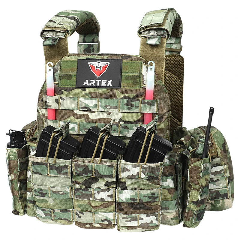 Colete tático Artex-ajustável com porta-placas, airsoft, liberação rápida, 6094k, caça, airsoft, 1000d