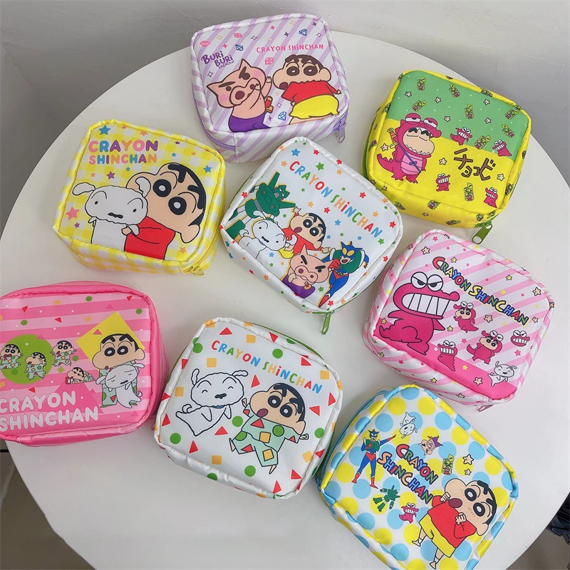 

Bandai Kawaii Anime Crayon Shin-Chan Large Capacity Storage Bag Cute Sweet Cartoon Portable Change Purse Lovely Gifts for Girls