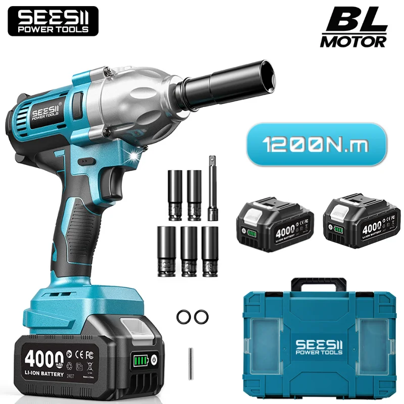 SEESII WH710 Pro 1200N.m Electric Impact Wrench Brushless 1/2