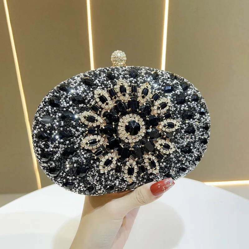 Diamond Sunflower Dress Banquet Bag Luxury socialite temperament Versatile diamond studded diagonal cross sma