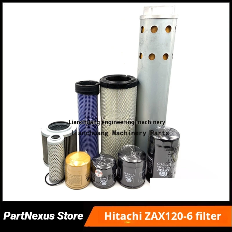 For Hitachi ZAX120 6 Air Filter Engine Oil Diesel Filter Hydraulic Pilot Inlet Oil Return Filter Excavator Parts