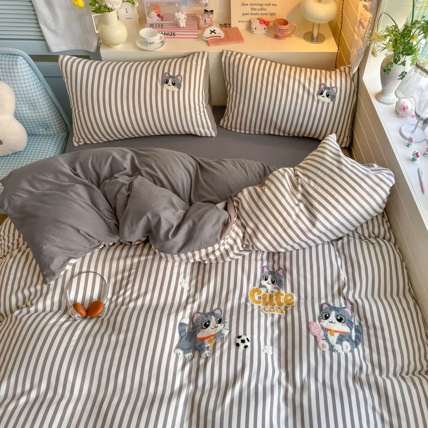 2026 New Korean Ins Bedding Set, Soft Skin-friendly Cover Set Lovely Animal, Single Queen King Size for Bedroom Dormitory Decor