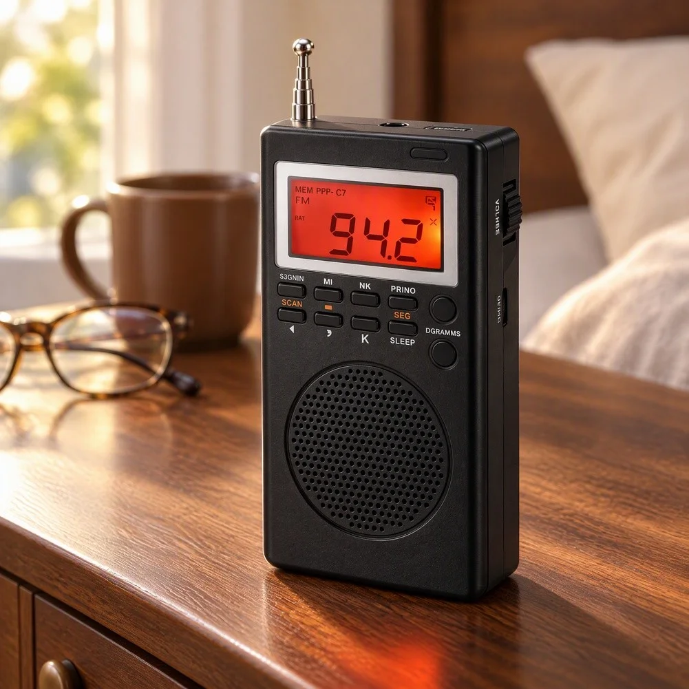 Portable AM FM Digital Radio For Dsp Pocket With Large LCD Backlight 58 Presets USB C Battery Powered For Elderly Travel