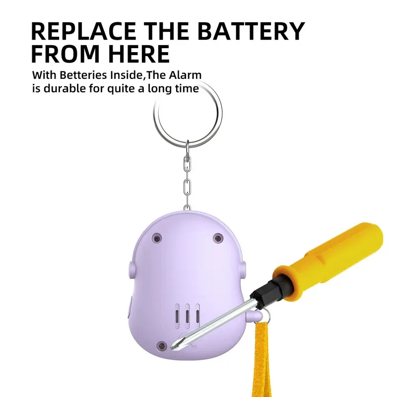 Cute Personal Safety Alarm Keychain for Women Kids Children Elderly 130dB Loud Portable SOS Emergency Device Self Defense Tool