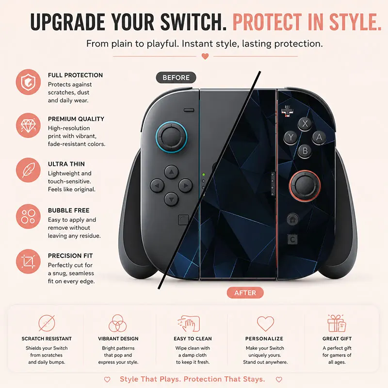 Creative pattern SWITCH game console protective film, with natural touch and comfortable feel, featuring personalized designs