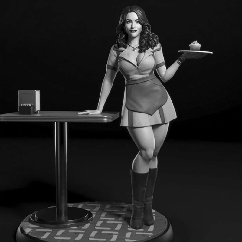 1/24 Scale Die-Cast Resin Figure Model Kit Beautiful Waitress Hobby Miniature Toys Unassembled and Unpainted DIY Diorama