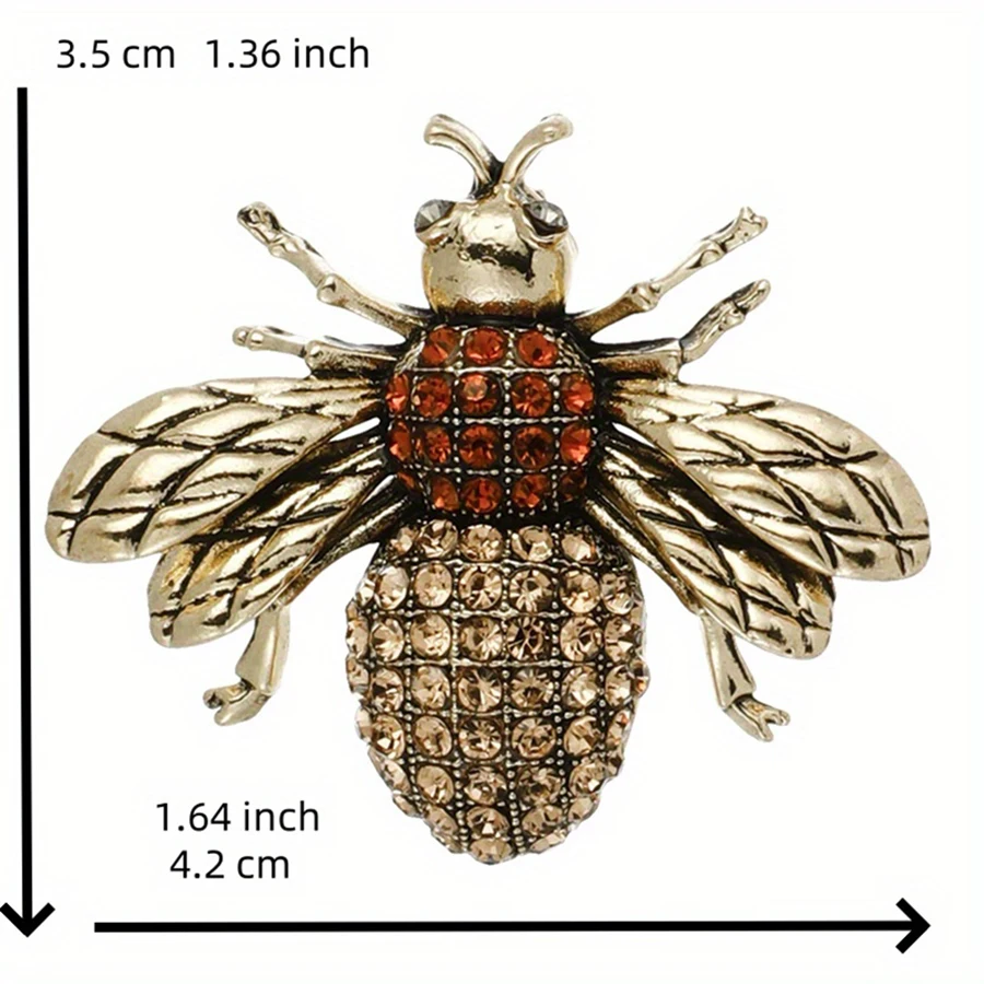 Classic Men Women Bee Full Crytal Luxury Brooches Pins Vintage Unisex Suit Clothing Badges Accessories