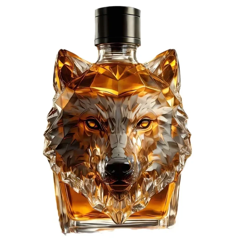 High Borosilicate Glass Wolf Head Liquor Bottle Creative Shaped Decanter Special Wine Vessel for Whiskey Vodka Stylish Barware - view 5