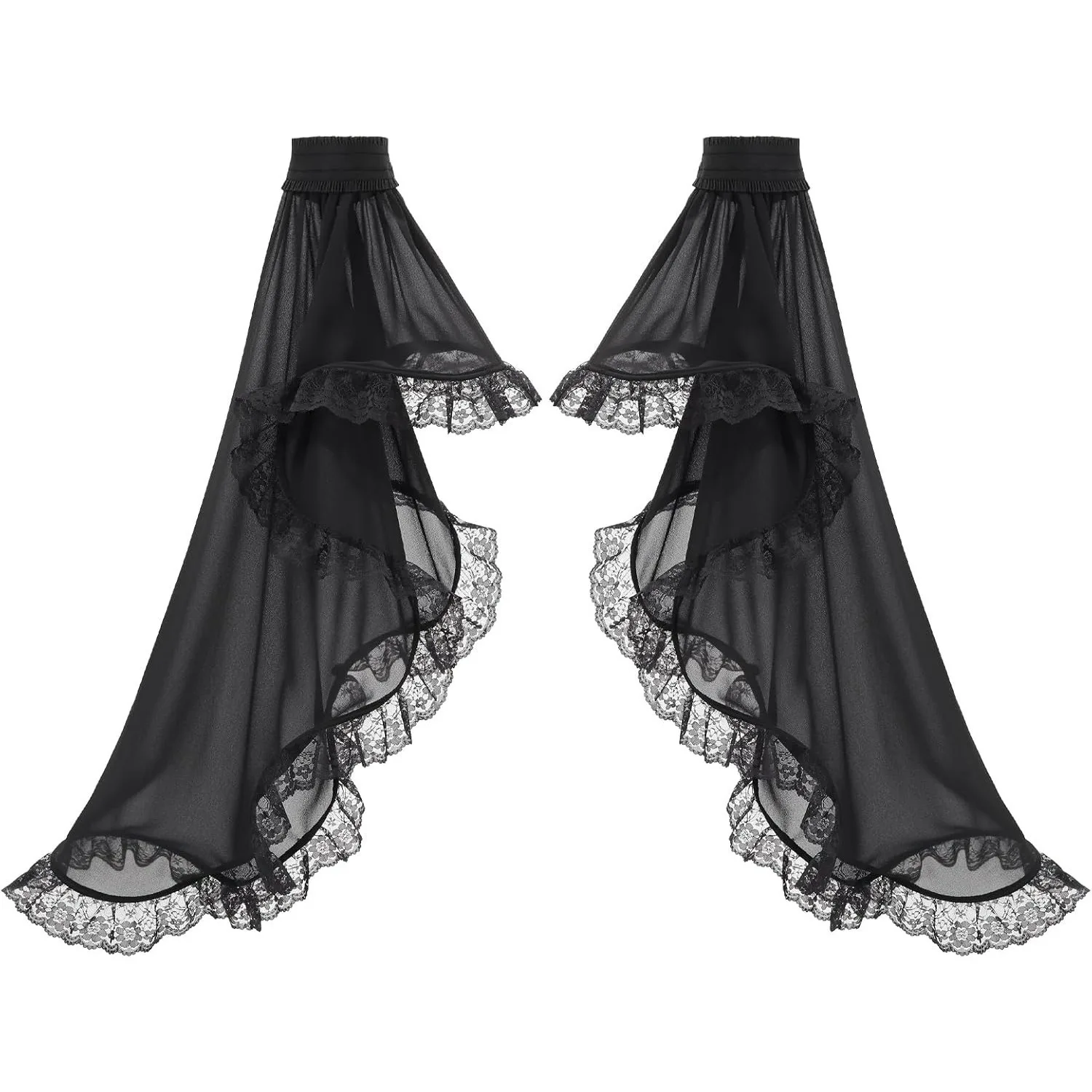 

Gothic thin single-layer chiffon sleeveless lace-edged breathable black Lolita outfit with trumpet sleeves