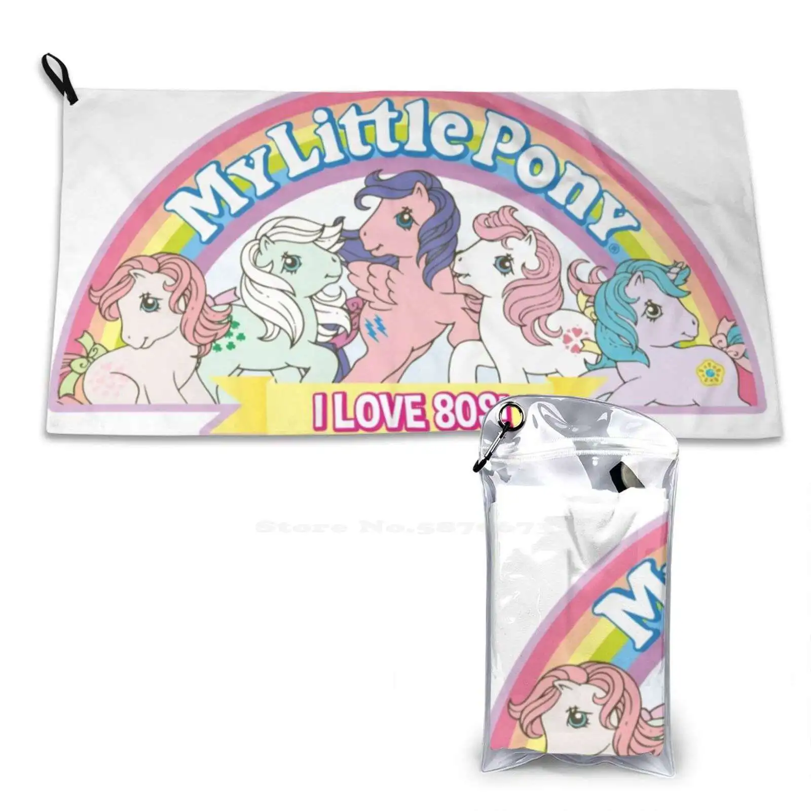 My Little-80S Soft Towel Quick Dry Beach Towel My Little Mio Mini Vintage Anni 80 80S Ponies Horses Color Rainbow Cartoon