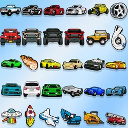 1/20/30pcs Cool Vehicle Shoe Charms Car Rocket Airplane Tractor Shoe Accessories Decorations Pins for Men Boys Kids DIY Buckles