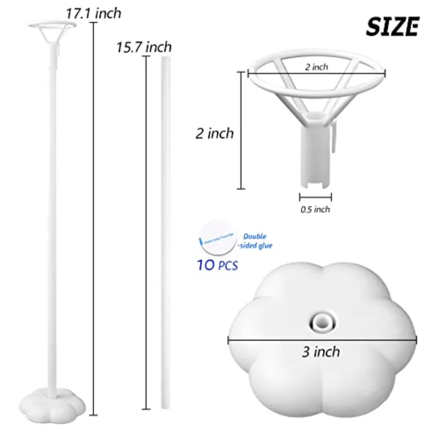 10 مجموعات من حامل عصا البالونات مع قاعدة لقطعة مركزية لسطح المكتب وحفلات أعياد الميلاد وحفلات الزفاف وحفلات استقبال المولود الجديد والذكرى السنوية في ديسمبر #4