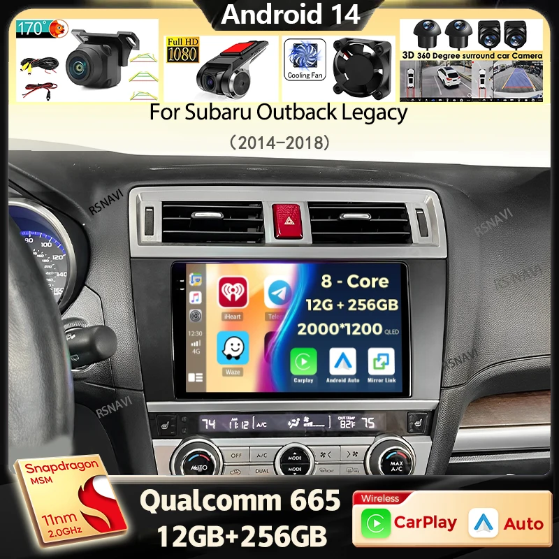 

Android 14 Carplay авто радио для Subaru Outback Legacy 2014-2018 видеоплеер навигация мультимедийное стерео головное устройство BT GPS