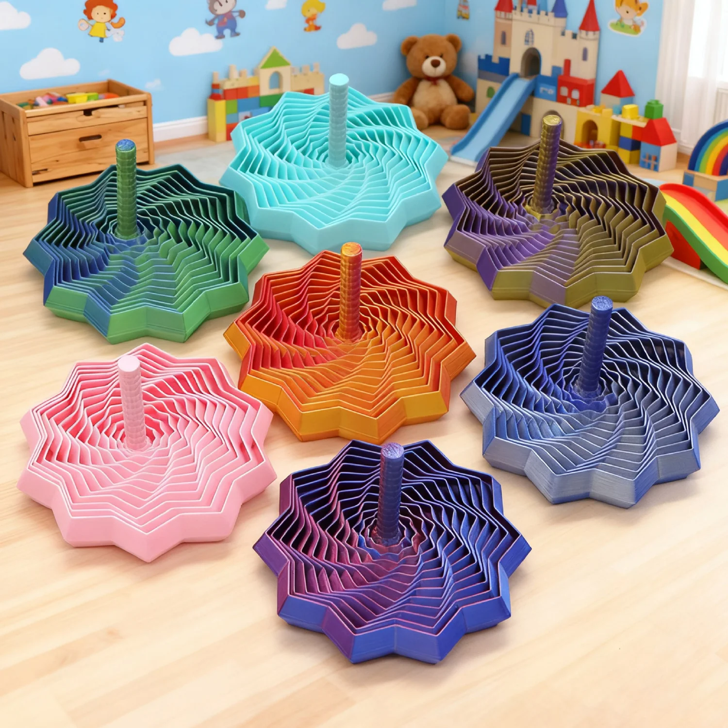 Fidget sensoriel élargi imprimé en 3D, étoile fractale, spirale hexagonale, outils sensoriels Anti-Stress pour le bureau, cadeaux anti-Stress