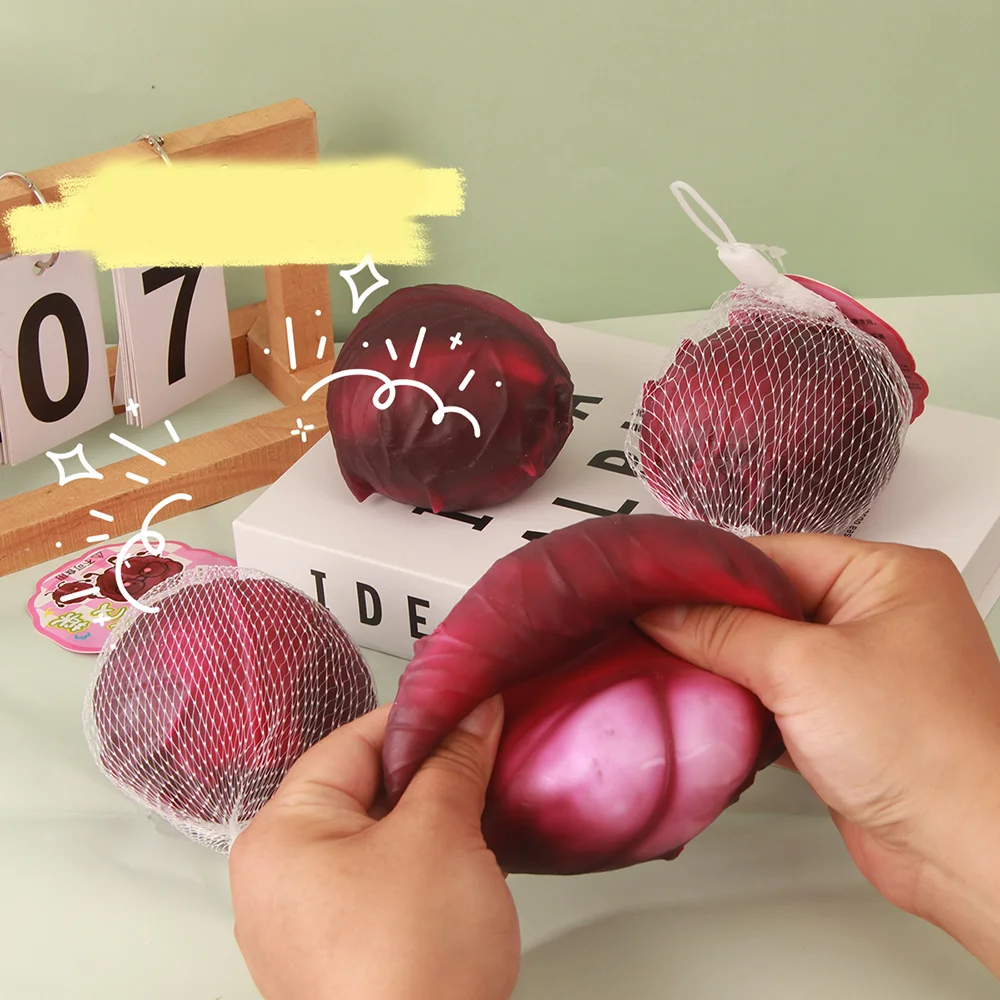 1pc Simulated Purple Cabbage Soft Pinch To Relieve Daily Tension Decompress And Slow Rebound Simulated Kitchen Decoration Gift.