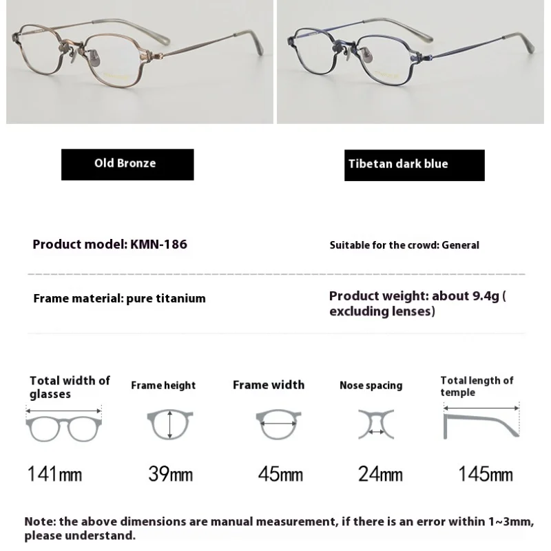 Gafas de titanio puro hechas a mano de marca de lujo, montura pequeña, gafas graduadas para lectura, miopía, montura de moda, gafas de medio marco