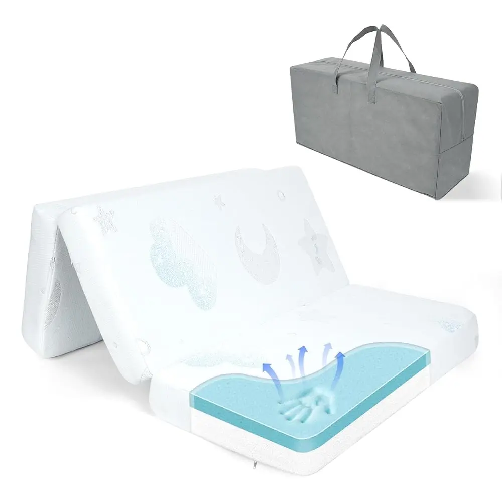 

Pa And Play Mattr - 38""X26"" Pa N Play Mattresses Pad With Breathable Jacquard Cover, Dual-Sided Density Memory Foam Foldable