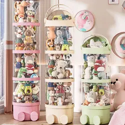 162/130cm Doll Storage Box Transparent Bucket Moistureproof Stuffed Animal Storage Tube White Pink Green Children Toy Organizer