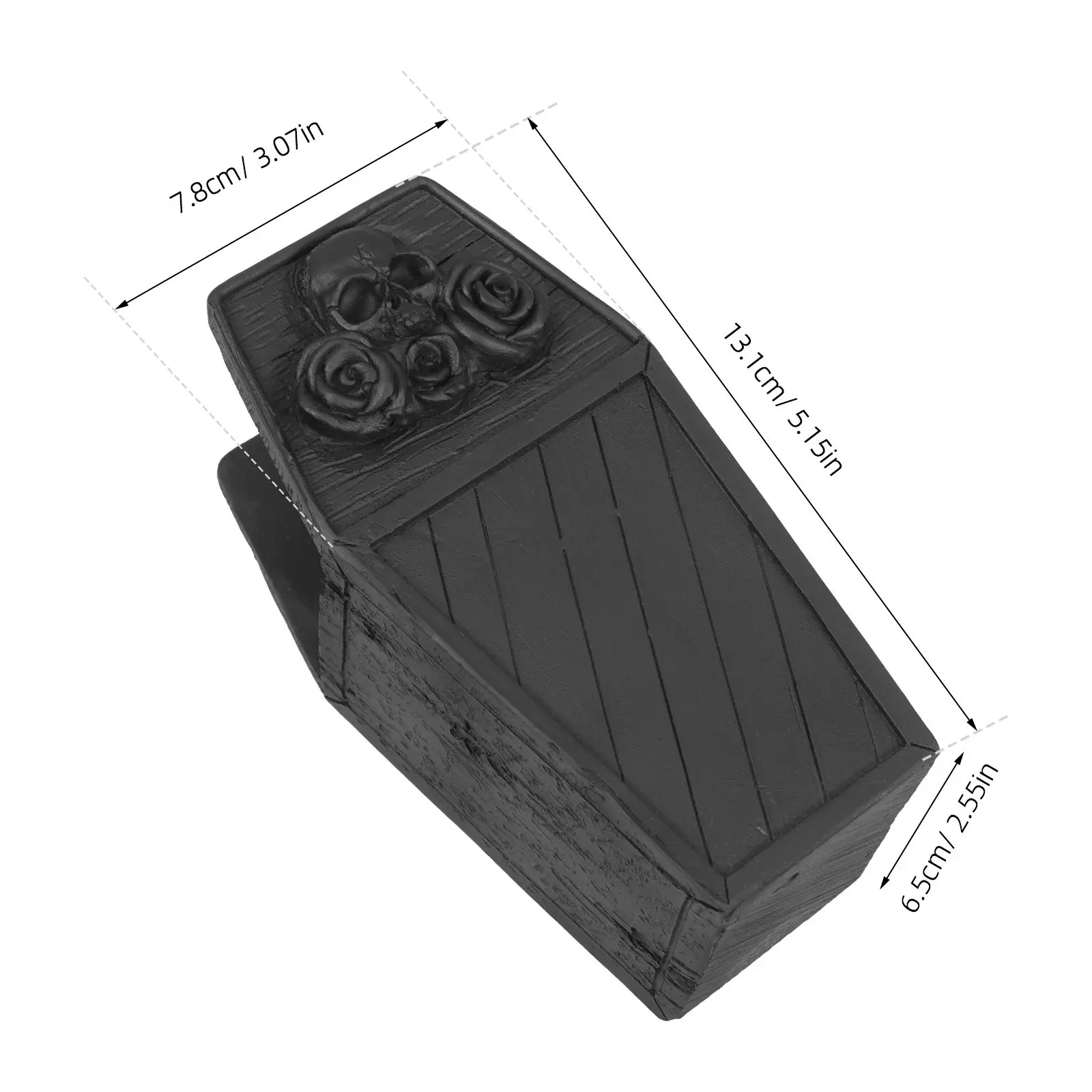 Goth Skull Coffin Resin Pen Organizer Spooky Desk Storage Case Makeup Brush Holder Office Vanity Desktop Container