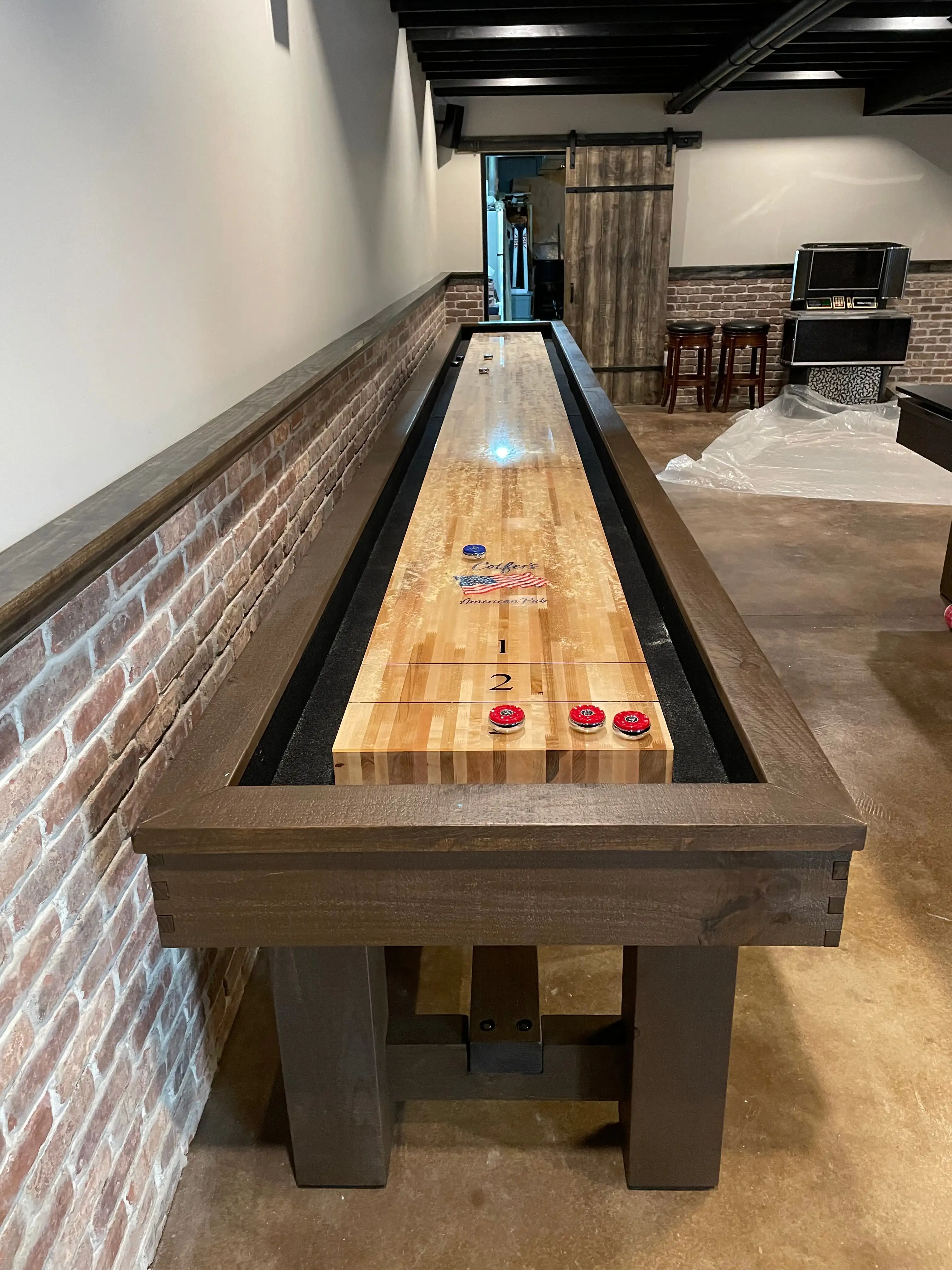 2026 12 Ft 2-in-1 Shuffleboard & Bowling Combo Table Rustic Wood Finish Scratch Resistant Gaming Modelpromote sales