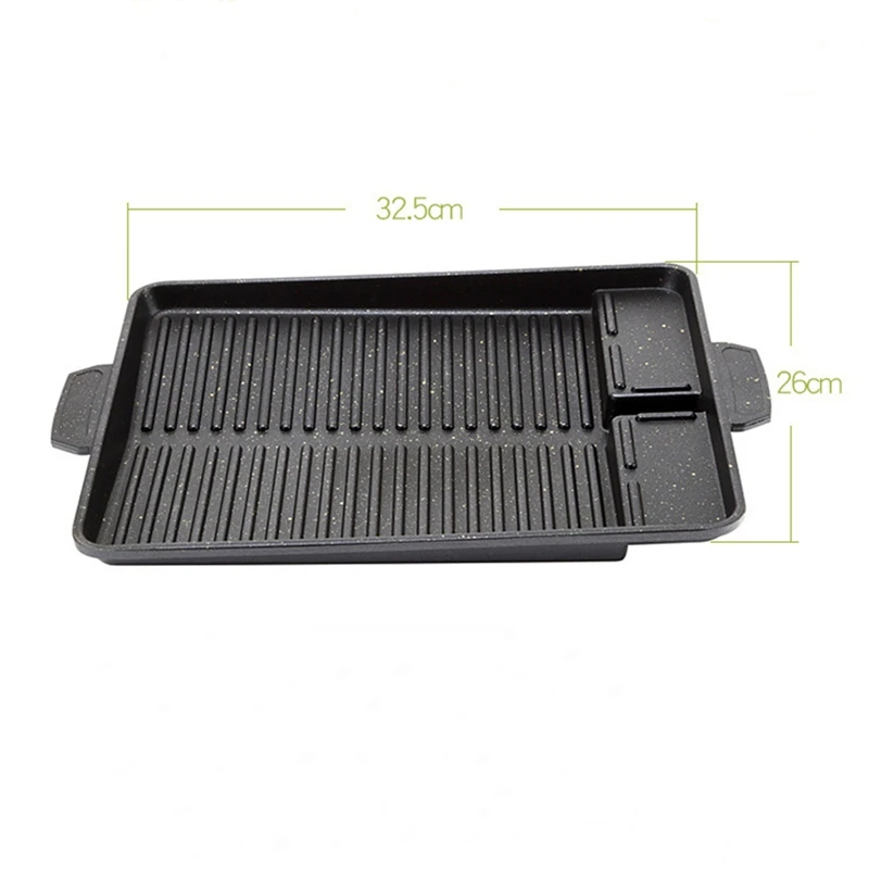 Portable Korean BBQ Grill Pan Non-Stick Grill Plate Butane Gas Stove Cooker Party Picnic Terrace Beach Barbecue Tray