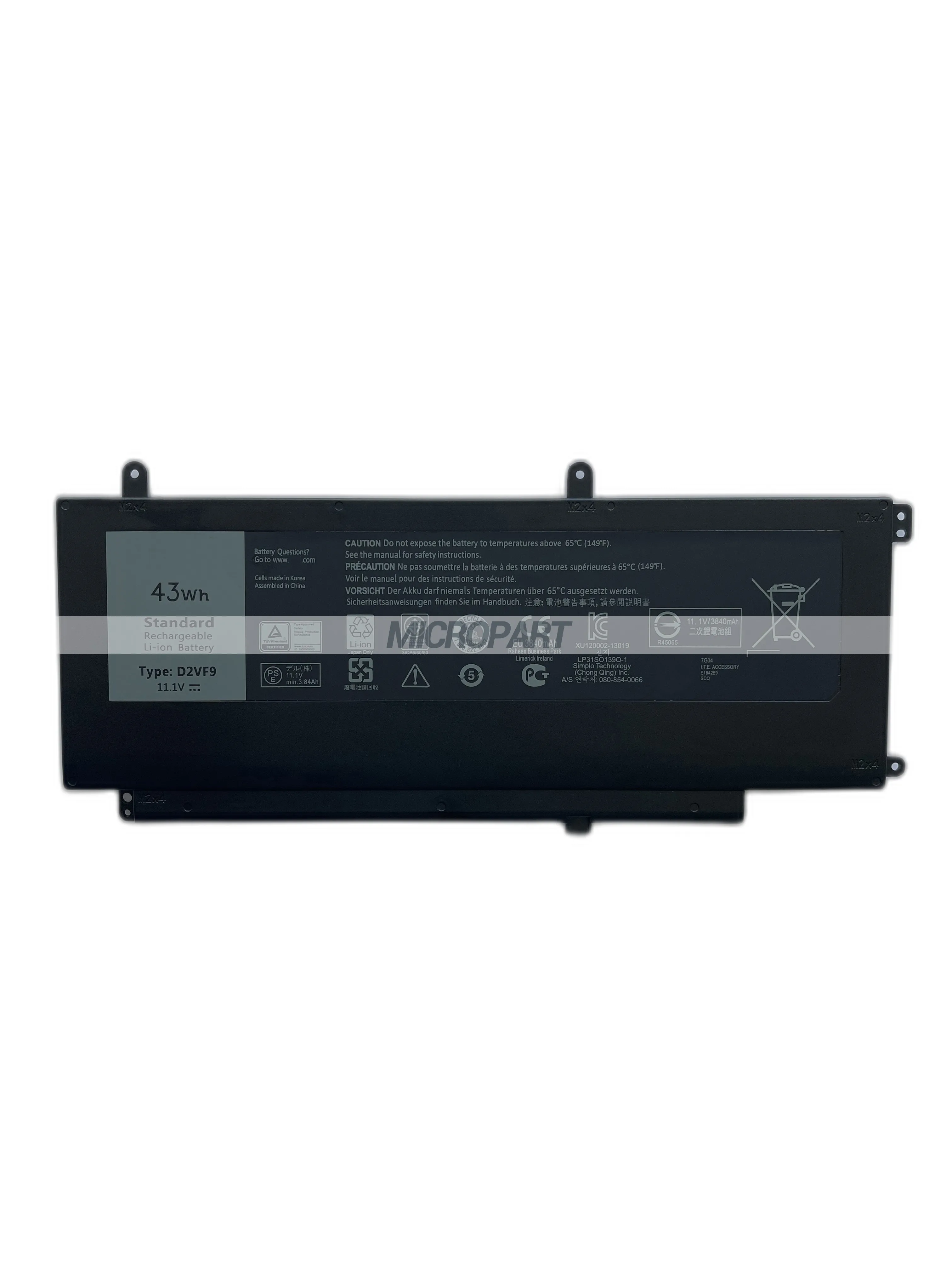 43Wh D2VF9 Replacement Laptop Battery for Dell Inspiron 15 7547 Inspiron 15 7548 Vostro 14 5459 11.1V Long Battery Life