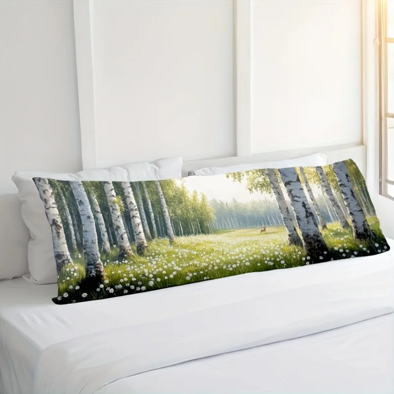Spring Birch Decor Pillowcase - Soft Short Plush, Double-Sided Print, Zipper Closure, 18 X 18 Inches Sofa And Bedroom Cushion Co