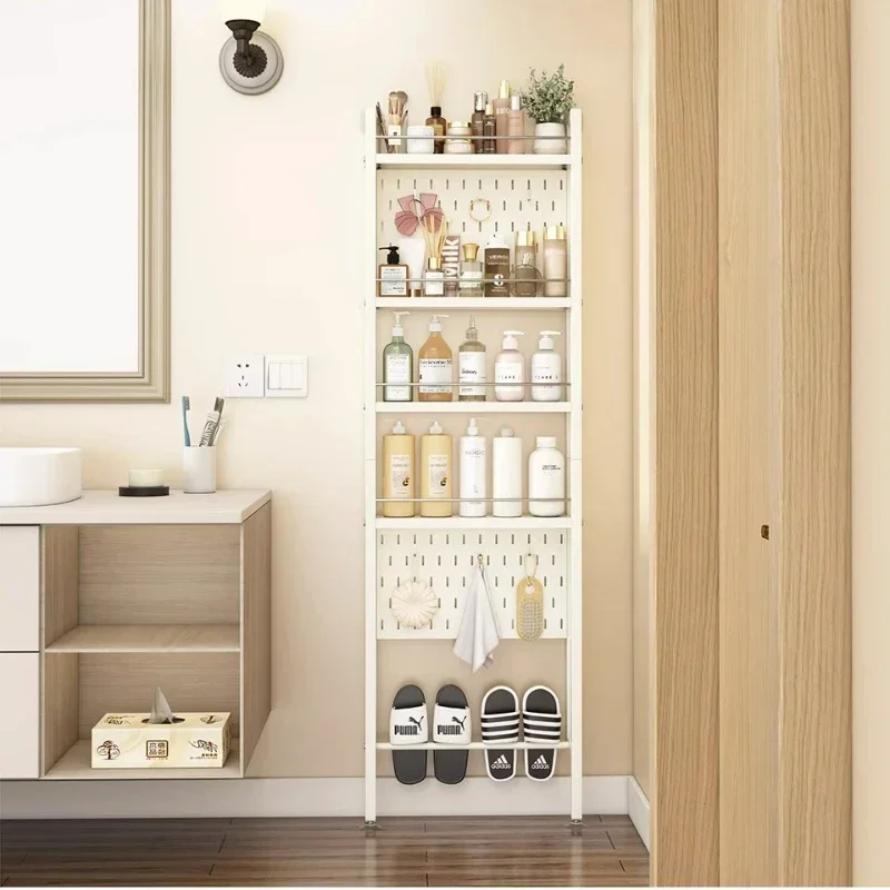 

Space-Efficient Bathroom Storage, Multi-Layer Shelf Behind the Door, Ideal for Toiletries and Linens, Adds Functional Style