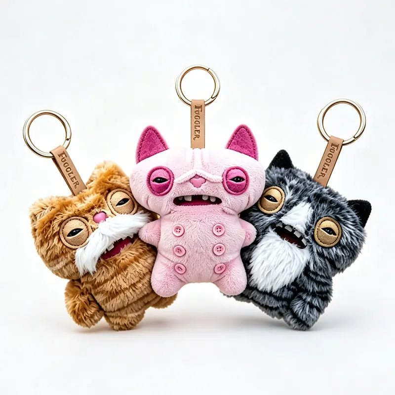 Original Fuggler Alley Cats Keychain Plush Toys Blind Box Funny Ugly Teeth Monsters Doll Stuffed Animal Peluche Collectible Gift - view 3