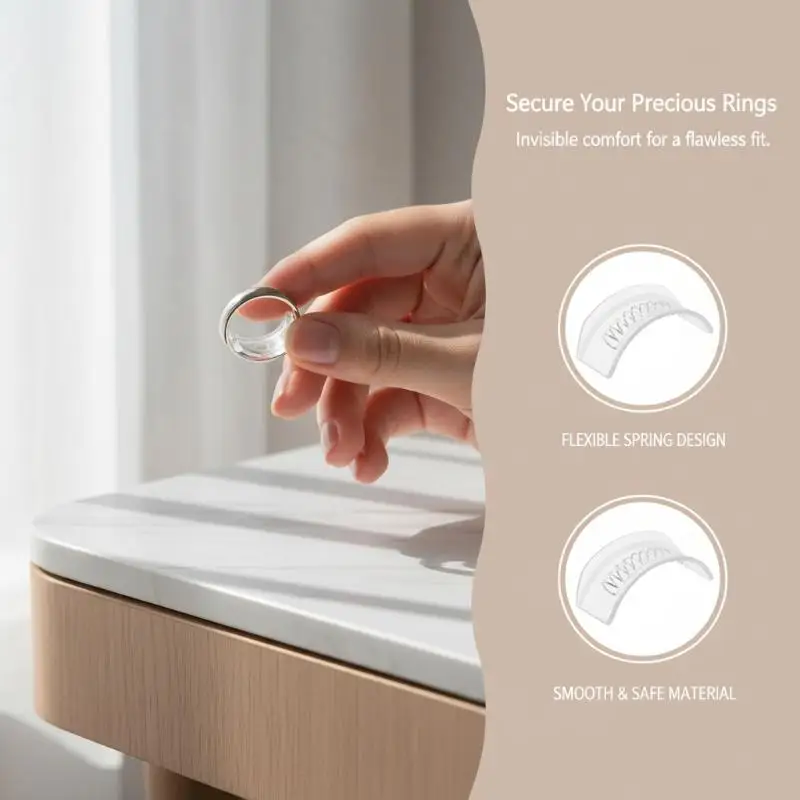 

Invisible Soft Ring Washer Eight-piece Size Adjuster Set, Comfortable Rings, Jewelry Tools That Won't Hurt Your Hands.
