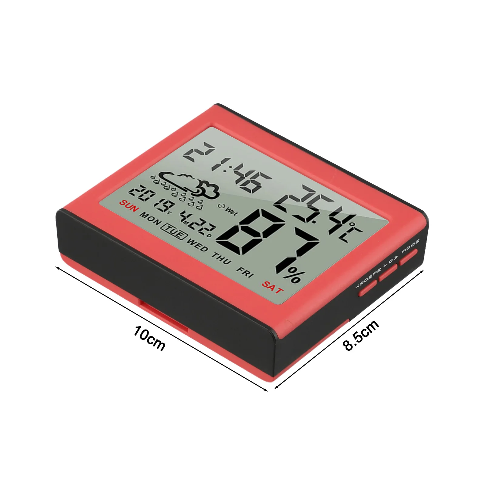Alarm Clock Hygrometer Electronic Thermometer Compact Design Humidity Range 10 -99 RH LED Backlight Display For Indoor Use