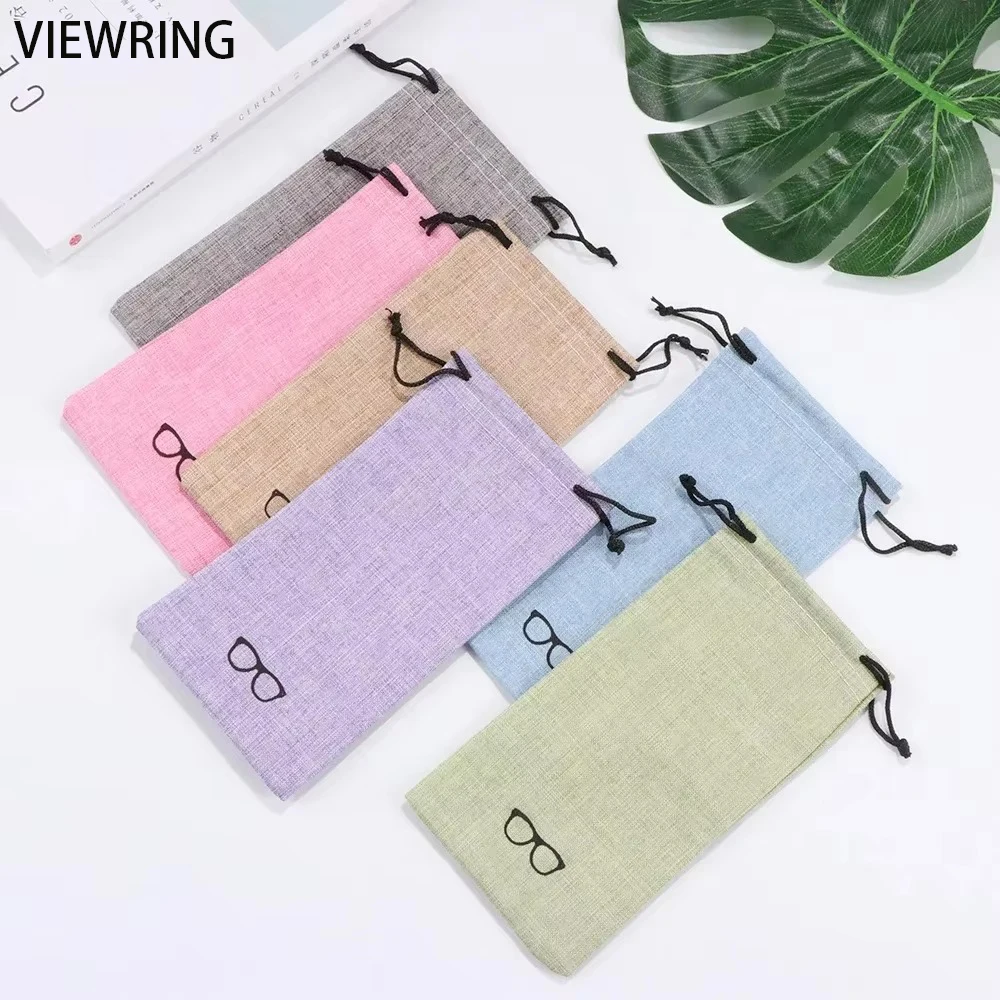 100Pcs MultiFunctional Eyewear Cases Accessories Soft Cloth Glasses Bag Drawstring Portable Linen Fabric Eyeglasses Pouch Pocket
