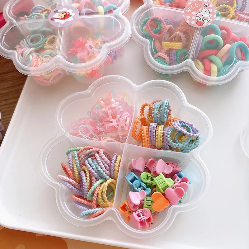 Candy Color Children Girls Hair Tie Accessories Set Gift Box Mini Ties Cute Princess Headbands No Damage Baby Hair Band Headwear