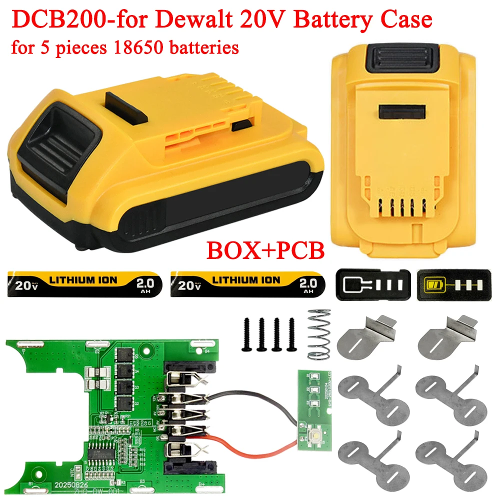 Power Tool Li-ion Battery Case Box PCB Charging Protection Circuit Board for Dewalt 18V 20V DCB180 DCB200 Battery Shell Housings