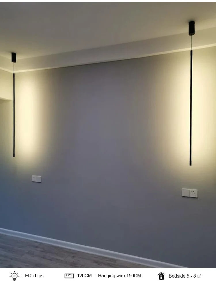 Modern LED Longer Pendant Lights Home Decor Hanging Lamp Dining Room Bedroom Bath Bedside Background Chandeliers Fixtures