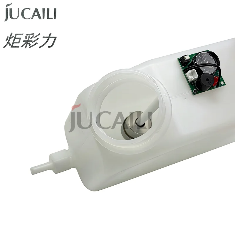 JUCAILI 1.5L White/Black Ink Cartridge with Float Alarm and Dual Bottom Outlets for Inject Printer 1500ml Big Ink Tank
