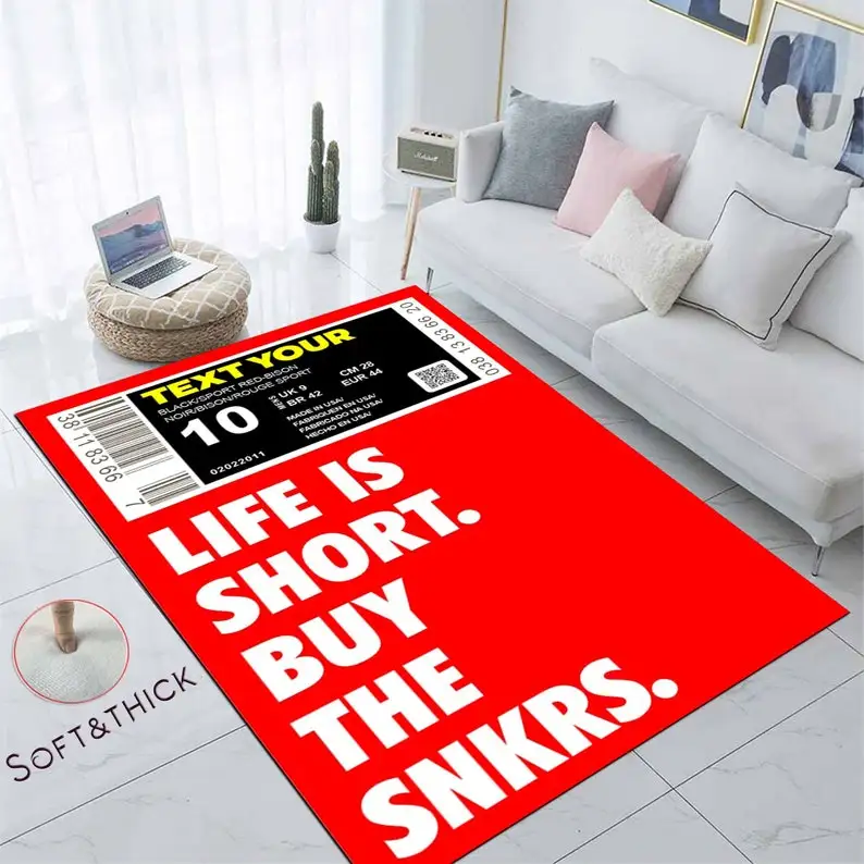 

Custom Sneaker Rug for Sneakerhead Hypebeasts: Personalized with Your Name, Ideal Home Decor for Sneaker Rooms
