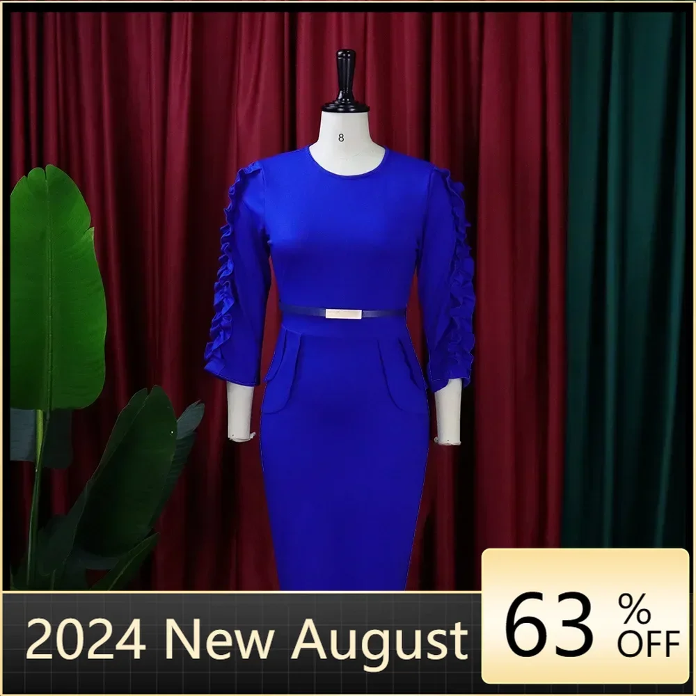 

2025 Autumn Fashion Style African Women Solid Color Dress African Dresses for Women African Clothing