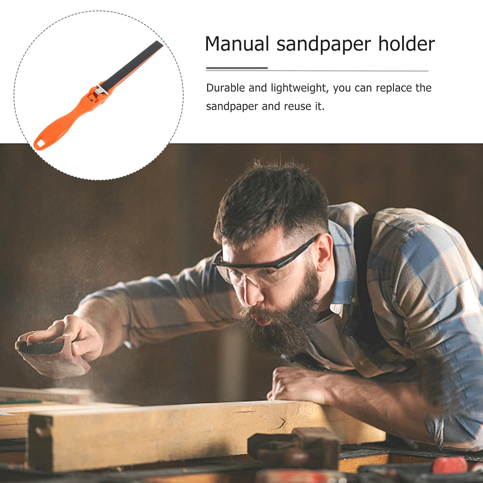 

Flat Sandpaper Clip Holder Plastic Manual Tool for Grinding Polishing 27mm Adjustable Clamp Lightweight