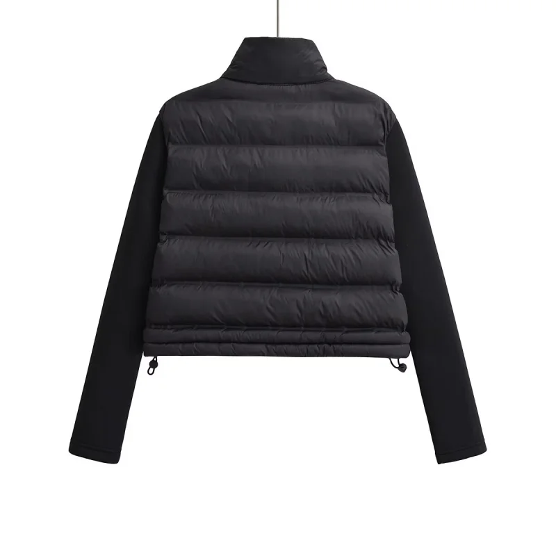ETJ 2025 Damen Herbst- und Winter-Freizeitjacke, Kurze Sportjacke für Outdoor-Aktivitäten, Leichte, Warme, Gesteppte Jacke mit Kontrastärmeln – Detail 11