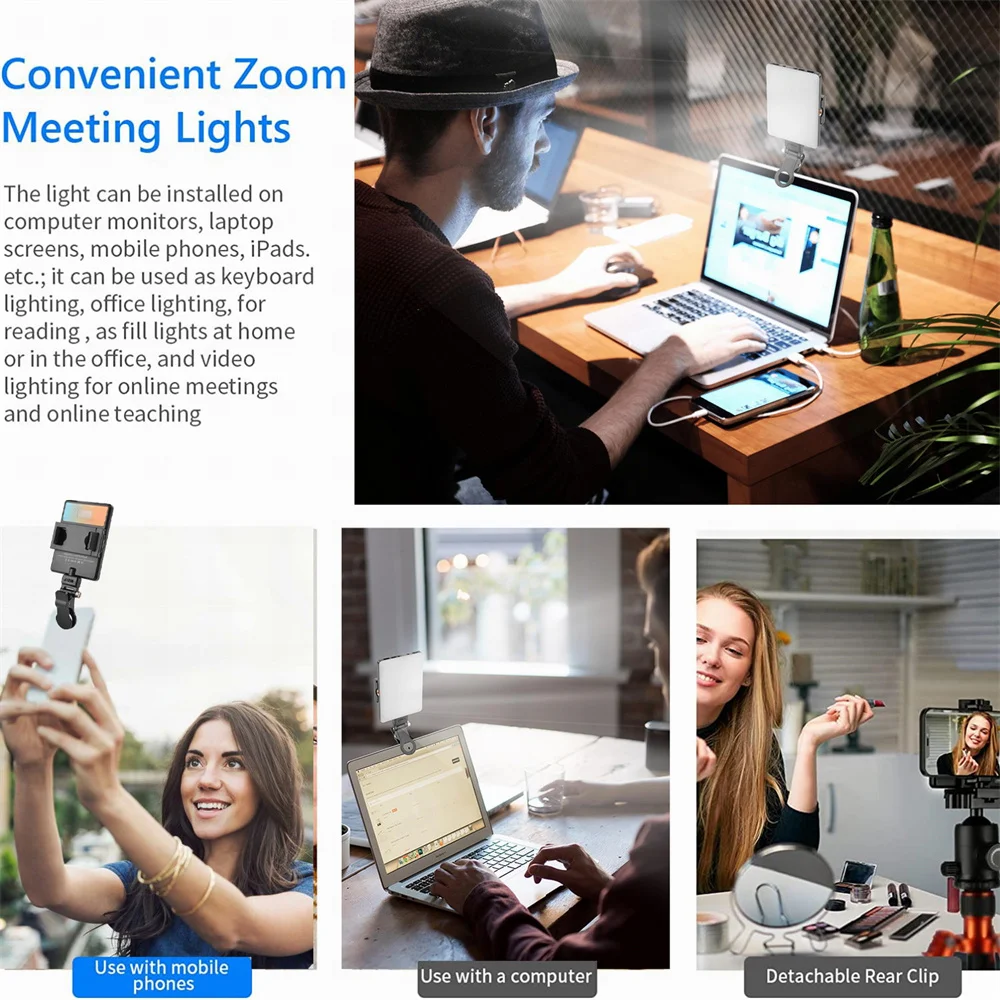 Klips do lampy wypełniającej LED Mini lampa wideo z solidnym uchwytem do fotografii / telefonu komórkowego / laptopa / statywu Oświetlenie fotograficzne