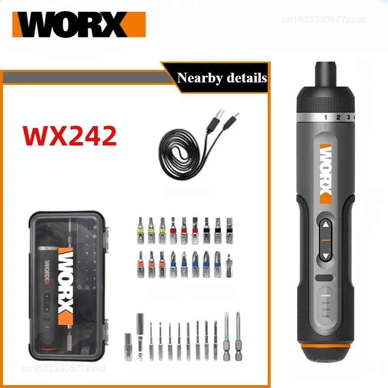 Worx 4V Electrical Screwdriver Set WX242 Smart Cordless Power Screw Driver Mini Electric Drill Home Repair Power Tools Portable