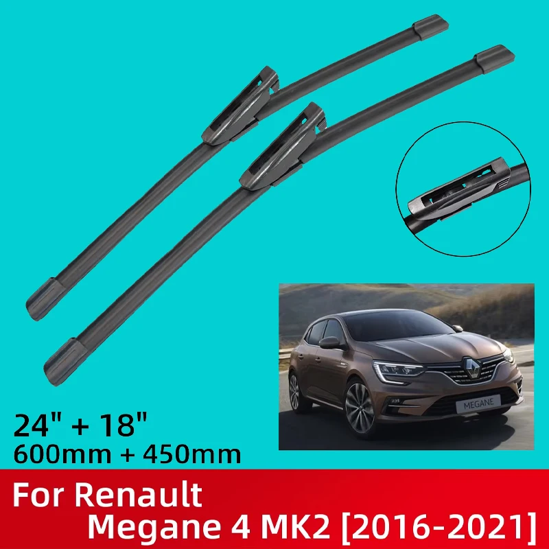 

Front Wiper Blades For Renault Megane 4 MK2 2016-2021 2017 2018 2019 2020 Windshield Windscreen Window 24"+18"