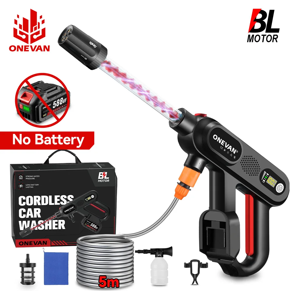

ONEVAN 220Bar Brushless Electric High Pressure Car Washer Gun 4.1L/min Water Cleaner Gun Power Tool For Makita Battery Pin