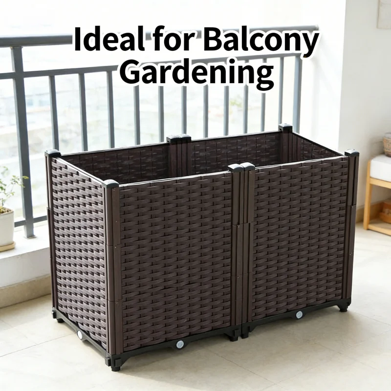 

Большой двухсекционный ящик 80-40-52 см для выращивания овощей, приподнятая грядка, уличный цветочный горшок, прочный пластиковый контейнер